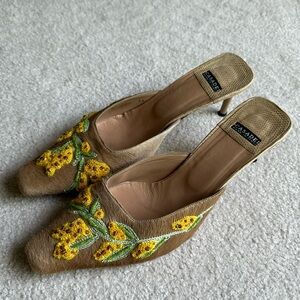 Rare Vintage Casadei calf fur embroidered and beaded heels